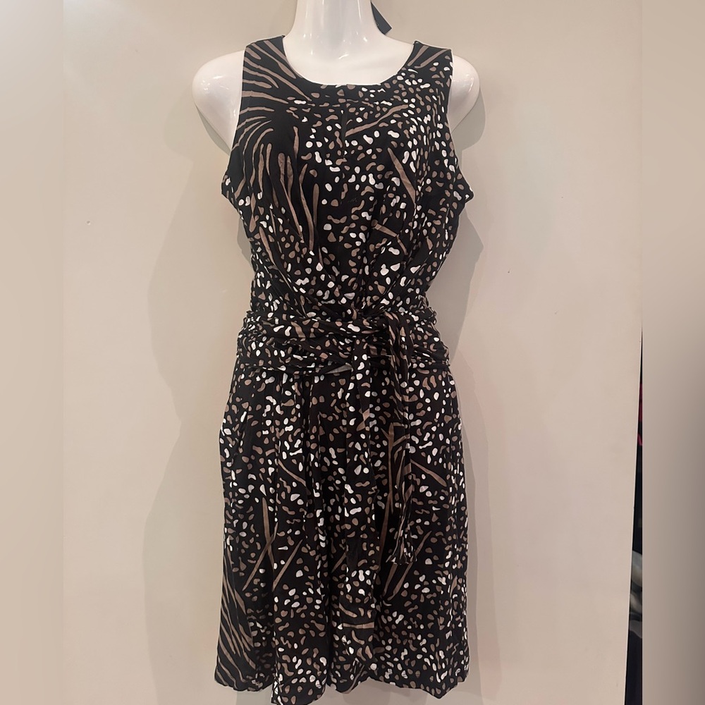 Banana Republic Black and Brown Midi Dress